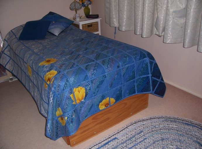Blue colourwash quilt and floor mat